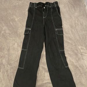 RSQ Black Wide Leg Jeans with White pocket embroidery